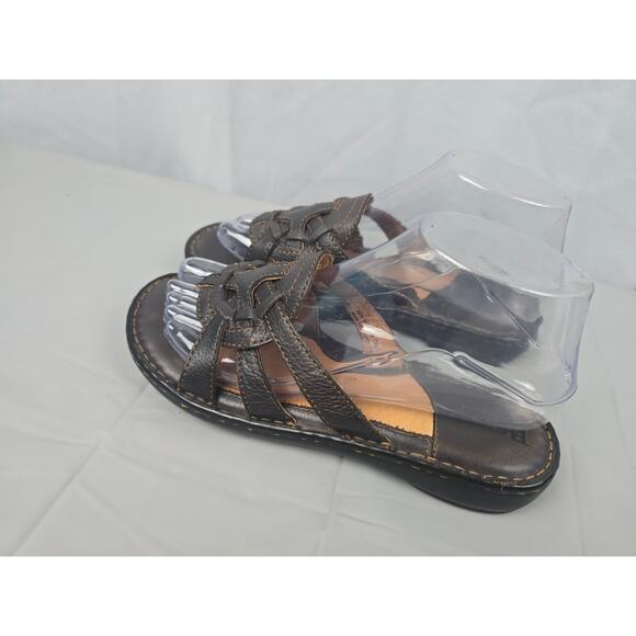 Born Women's Sandal Size 7 Black Leather Thong Slide Woven Mendala Flip Flop - Picture 7 of 11